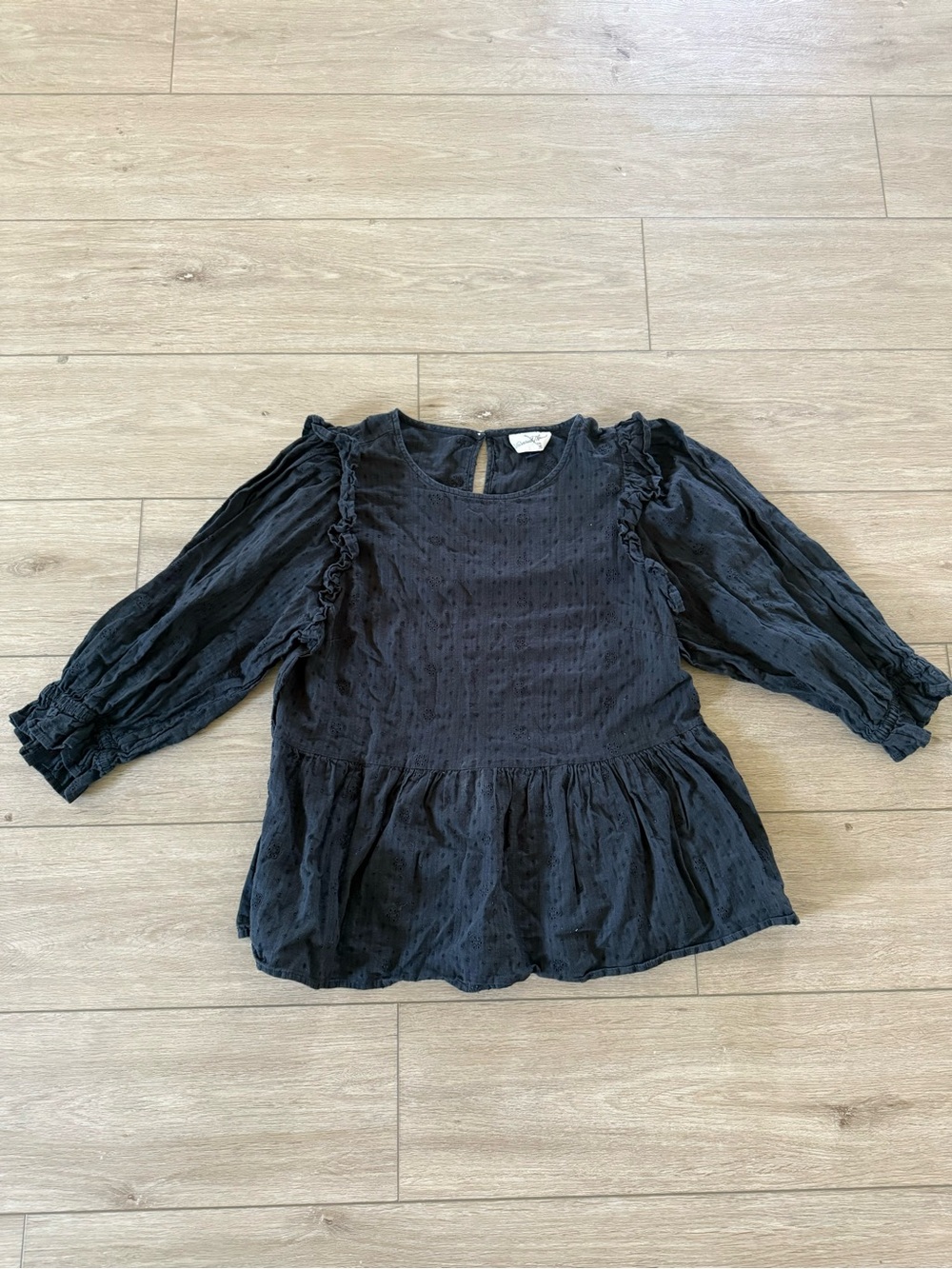 Black Women's Ruffled Peplum Blouse - Classic Lightweight Top